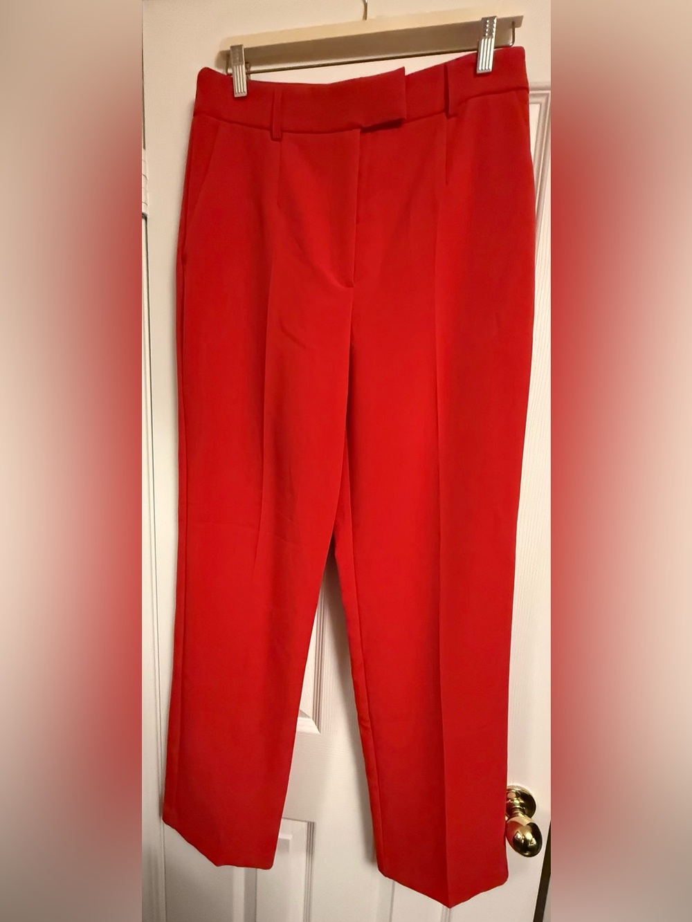 Dynamite Crawford Red High-Waist Straight Leg Trousers